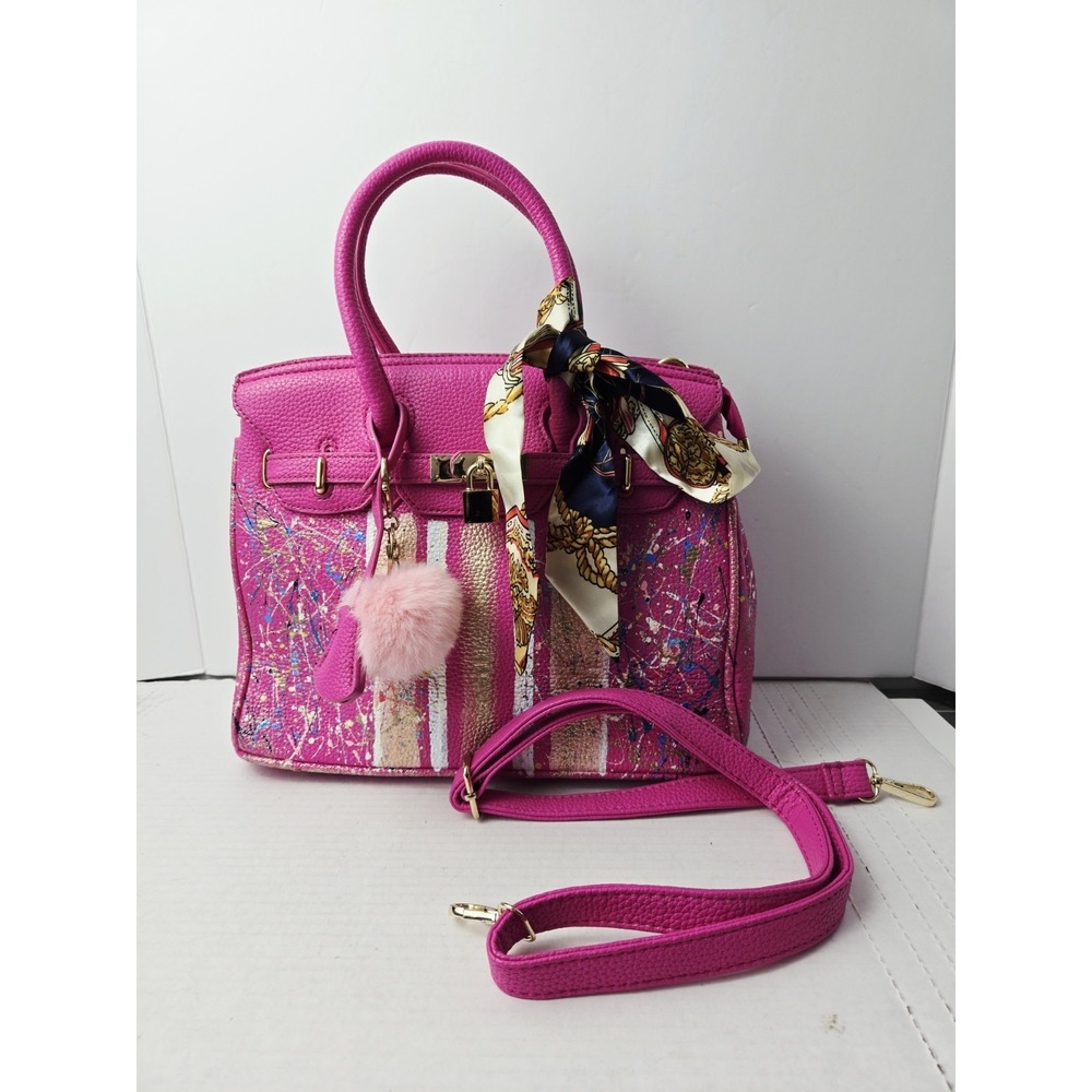 Anca barbu handbag purse pink hand painted‎